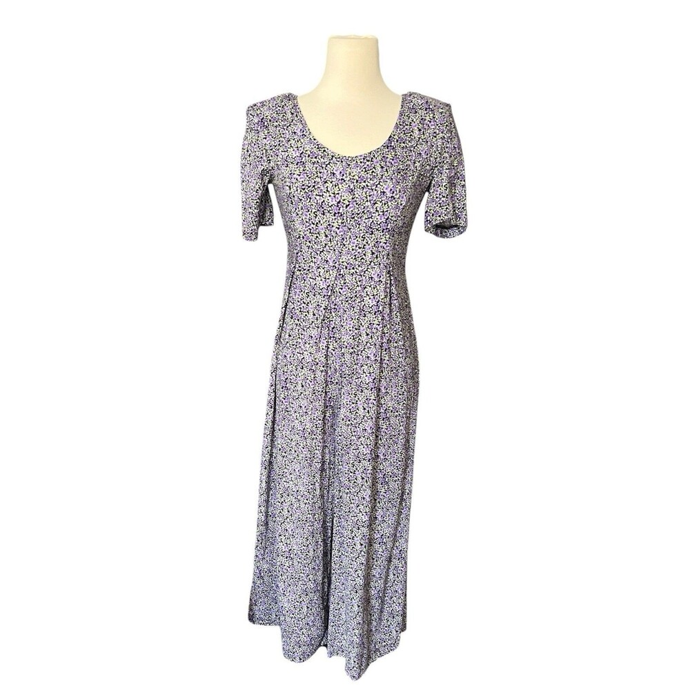 Vintage 90s All That Jazz Purple Floral 100% Rayon Wide Leg Jumpsuit Size 5/6 S